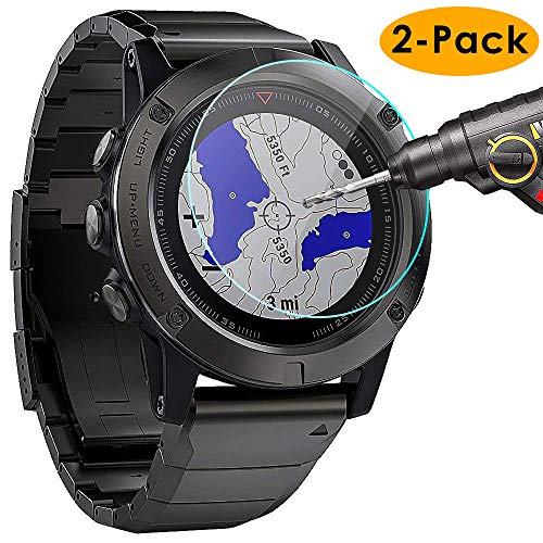 KIMILAR Pantalla Compatible con Garmin Fenix 5 Protector Pantalla, 2 Unidades Cristal Templado Protector para Fenix 5, Ultraalta definición, Invisible y Antiburbujas