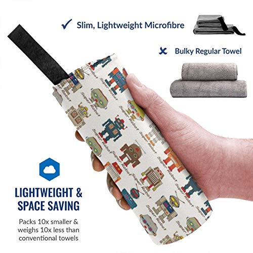 KIMIOE Toalla de Playa de Microfibra Grande Various Different Super Robot Figures Set in Cartoon Style Fantasy Futuristic Machine,Fast Drying Beach Travel Camping Towel