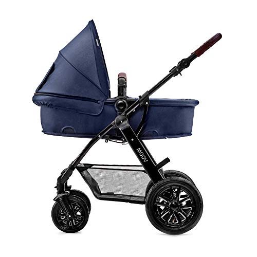 Kinderkraft Carrito Bebé 3 Piezas MOOV, Capazo, Silla Paseo, Silla Coche, Azul