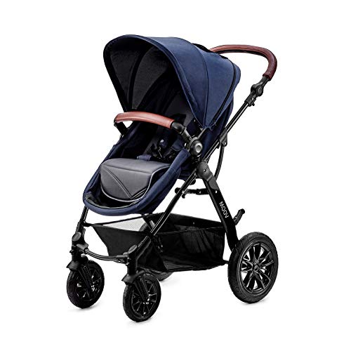 Kinderkraft Carrito Bebé 3 Piezas MOOV, Capazo, Silla Paseo, Silla Coche, Azul