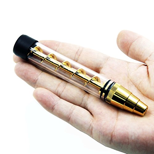 King Gift Twisty Glass Blunt – Viene con una botella de cristal, un kit de limpieza – Tubo de fumar para tabaco, hierbas secas, té, hojas de hierbas y especias (dorado)