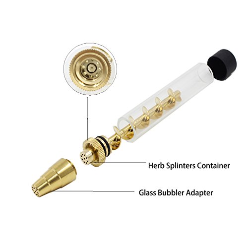 King Gift Twisty Glass Blunt – Viene con una botella de cristal, un kit de limpieza – Tubo de fumar para tabaco, hierbas secas, té, hojas de hierbas y especias (dorado)