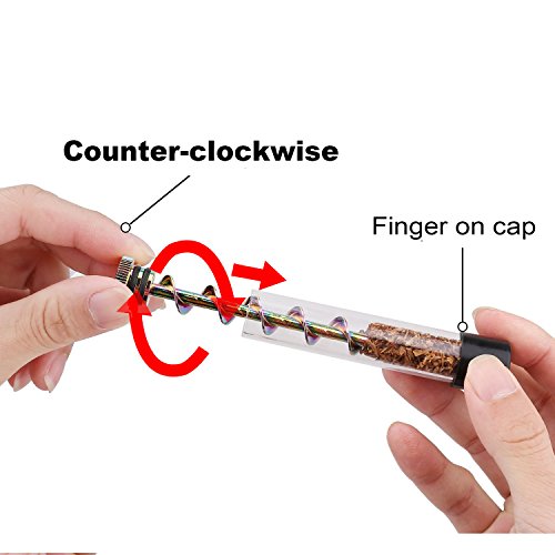 King Gift Twisty Glass Blunt – Viene con una botella de vidrio, un kit de limpieza, un molinillo de 5 cm – pipa de fumar para tabaco, hierbas secas, té, hojas de hierbas y especias (arco iris)