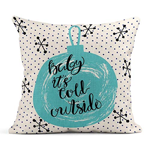 Kinhevao Cojín Azul BRR Navidad Invierno Bebé Hace frío Fuera Bola Moderna en Paleta de Colores Pastel sobre Puntos Cojín de Lino Abstracto Almohada Decorativa para el hogar