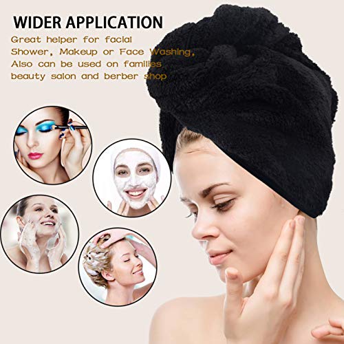KinHwa Toalla Turbante Seca Pelo Toalla Turbante Microfibra Toalla Turbante de Microfibra para el Pelo Retorcido Rápido para el Cabello Mojado (Negro, 25cmx65cm-coral Fleece)