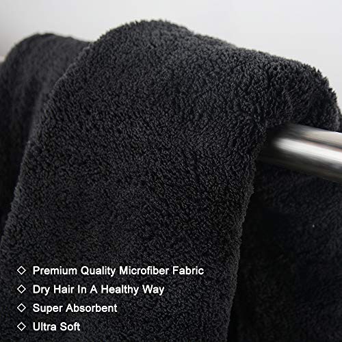 KinHwa Toalla Turbante Seca Pelo Toalla Turbante Microfibra Toalla Turbante de Microfibra para el Pelo Retorcido Rápido para el Cabello Mojado (Negro, 25cmx65cm-coral Fleece)