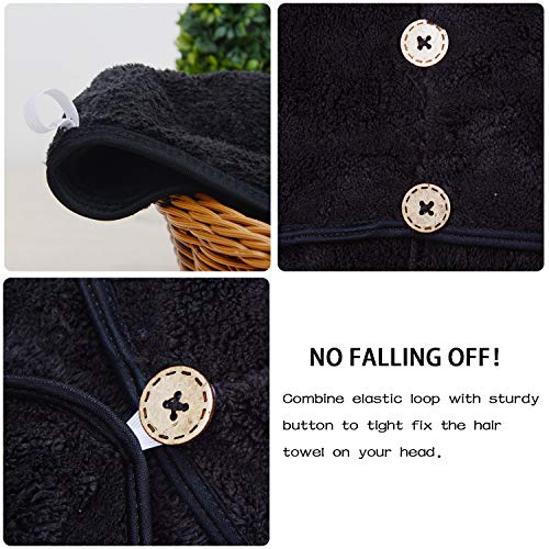 KinHwa Toalla Turbante Seca Pelo Toalla Turbante Microfibra Toalla Turbante de Microfibra para el Pelo Retorcido Rápido para el Cabello Mojado (Negro, 25cmx65cm-coral Fleece)