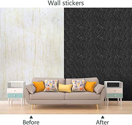 KINLO 0.61 * 5m per Rollo Vinilo Adhesivo para Forrar Muebles con la Veta de Seda Cruda Bonita Negro Impermeable PVC Papel Pintado de Pared/Decoración Dormitorio Infantil/Cocina/Armario/Mesa/Puerta