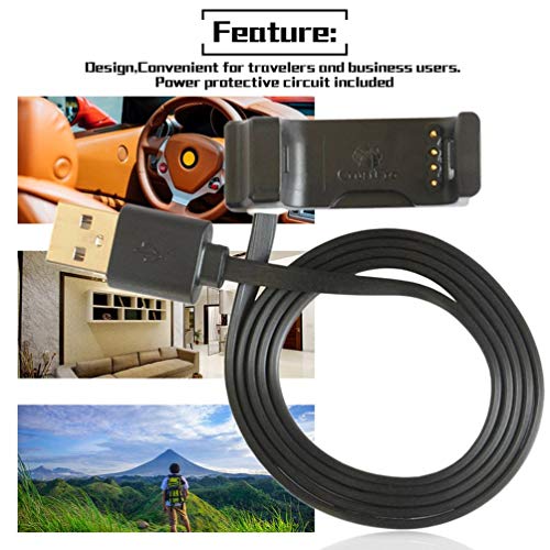 Kinshops Reemplace el Cargador USB Adaptador del Cargador del Muelle de Carga de la Base para los Datos de Soporte del Reloj Inteligente Garmin Vivoactive HR, Negro