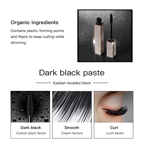 Kiogyek Rimel Diamond Thick Slim Curl Natural waterproof Sin grumos A prueba de manchas Fácil de aplicar Todo el día Exquisitamente largo negro