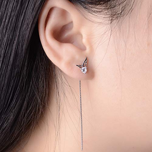 KIPONE Pendientes para mujer Juego de plata de ley 925 Pendientes de diamantes con caja de regalo EDXZ011