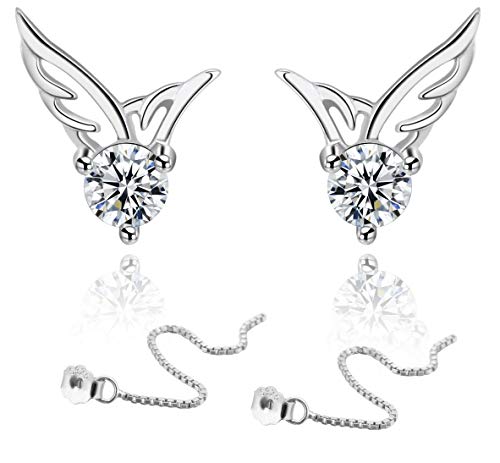 KIPONE Pendientes para mujer Juego de plata de ley 925 Pendientes de diamantes con caja de regalo EDXZ011