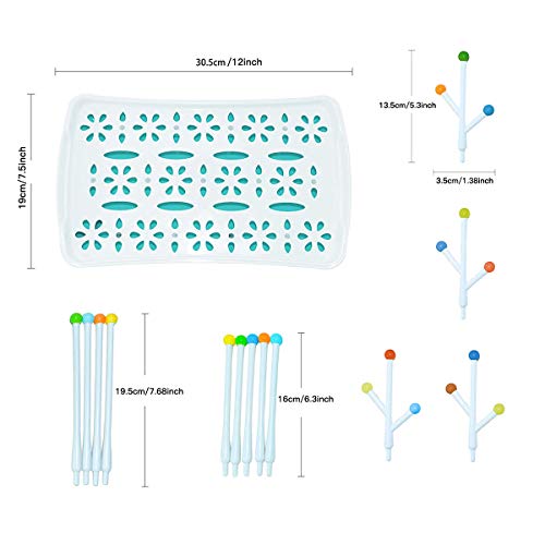 KiraKira Escurre biberones, Estante para secar los biberones del bebé,Bandeja de secado para biberones,escurridor de biberones para secar biberones y accesorios,seca biberones (azul)