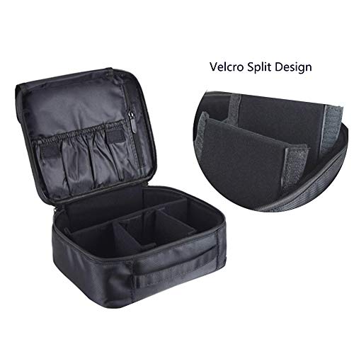 Kisem Bolso de Cosméticos , Portable Kit de Maquillaje Neceser , ( Negro ) Bolsa de Viaje Desmontable ， 26x22x10 CM Portable Organizador Maletín para Maquillaje Maleta