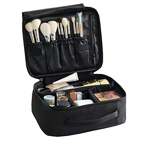 Kisem Bolso de Cosméticos , Portable Kit de Maquillaje Neceser , ( Negro ) Bolsa de Viaje Desmontable ， 26x22x10 CM Portable Organizador Maletín para Maquillaje Maleta