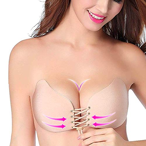 KISSBOBO Sujetador Adhesivo Push up Sujetadores Adhesivo Invisible Sin Espalda Sujetador Silicona de Gel