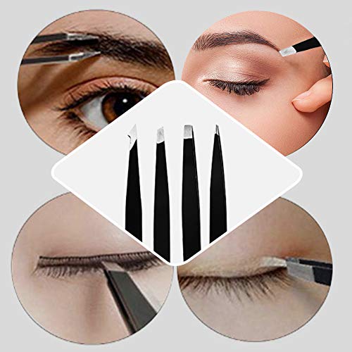 Kit cejas,Pinzas, Maquinilla de afeitar, Tijera, Cepillo de cejas y peine, Lápiz de cejas, Plantilla de cejas, Estuche de viaje para mujeres y hombres