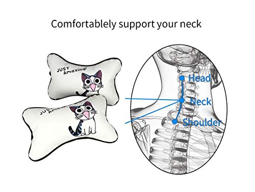 Kit de 2 Cojines Almohadas para Reposacabezas Asiento del Coche Modelo Gatito 27x18cm (912805)