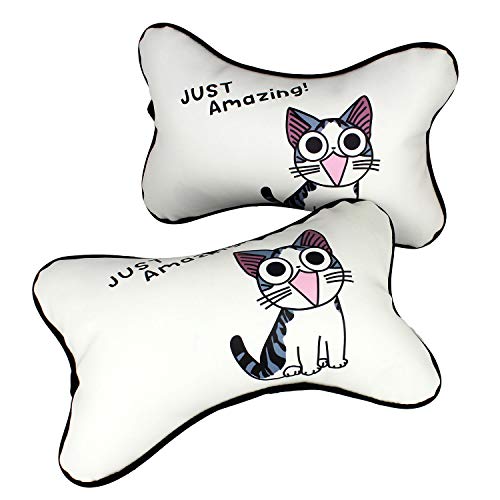 Kit de 2 Cojines Almohadas para Reposacabezas Asiento del Coche Modelo Gatito 27x18cm (912805)