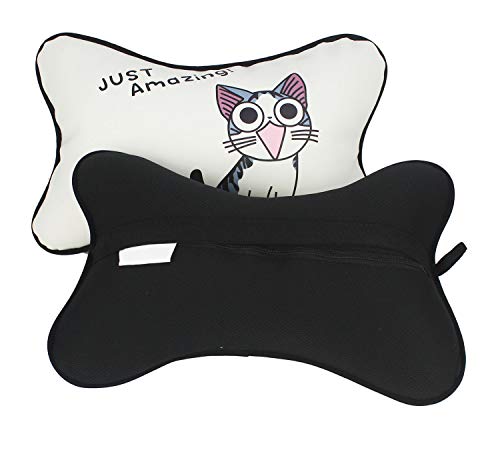 Kit de 2 Cojines Almohadas para Reposacabezas Asiento del Coche Modelo Gatito 27x18cm (912805)