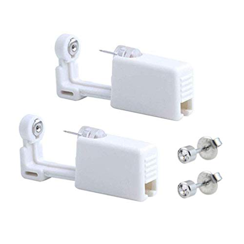 Kit de 2 pistolas para piercing en la oreja desechables, esterilizadas, sin dolor