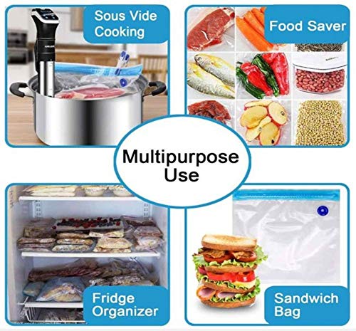 Kit De 20 Bolsas Selladas Al Vacío Para Alimentos (5xS,5xM,5xL) - Bolsa De Almacenamiento De Alimentos Reutilizable Con Doble Cremallera Y Etiqueta Para Tomar Notas - Bonificación: Bomba + 4 Clips