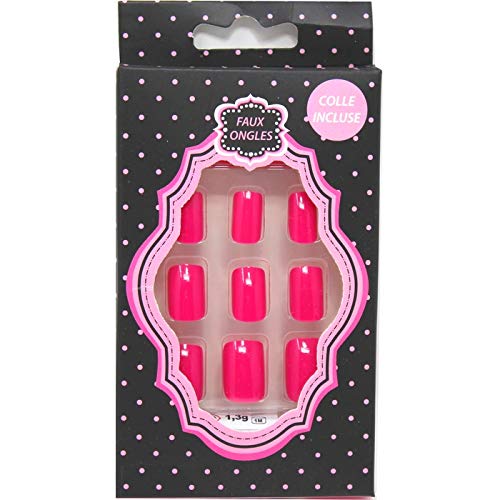 Kit de 24 uñas postizas"gel rosa" + 1 tubo de pegamento