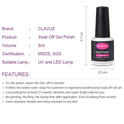 Kit de 6 esmaltes de uñas CLAVUZ, secado UV