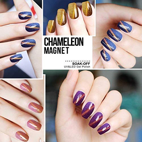 Kit de esmaltes de uñas de gel de Clavuz con efecto magnético 3D “efecto ojo de gato”, secado con lámpara, 6 piezas, 8 ml, incluye imán