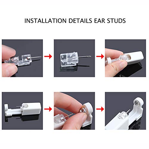 Kit De Herramientas Pistola 2Pcs Auto-En-Oreja Piercing Pistola Desechable Pendiente del Oído del Perno Prisionero del Kit del Arma Estéril Sin Dolor De Oído,H
