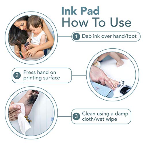 Kit de Huellas de Bebé, Seguro y Limpio, para pies y manos | Con su almohadilla de tinta hará cientos de huellas del bebé para regalar o poner en marcos de fotos para bebés | Para todo tipo de papel