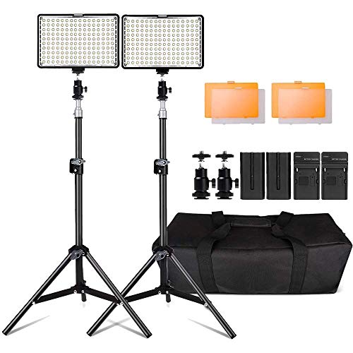 Kit de LED Iluminación,Yeeteem 160 Regulable Ultra High Power Panel Cámara Digital / Videocámara Video Light con Soporte de Luz de Estudio de 79 "Alto y 3200/ 5500K Kit de Luces Video