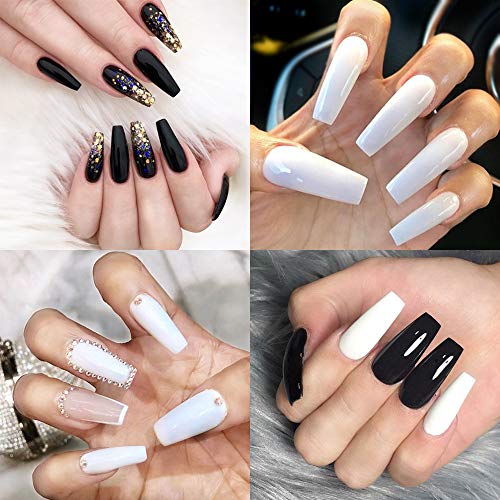 Kit de manicura francesa de MIZHSE de gel de uñas de color blanco y negro