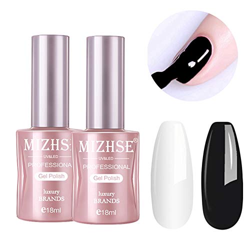 Kit de manicura francesa de MIZHSE de gel de uñas de color blanco y negro
