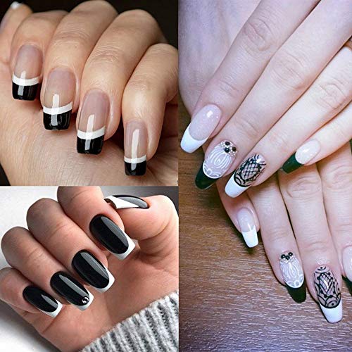 Kit de manicura francesa de MIZHSE de gel de uñas de color blanco y negro