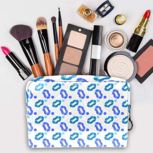 Kit de Maquillaje Neceser Labios morados Azules Make Up Bolso de Cosméticos Portable Organizador Maletín para Maquillaje Maleta de Makeup Profesional 18.5x7.5x13cm