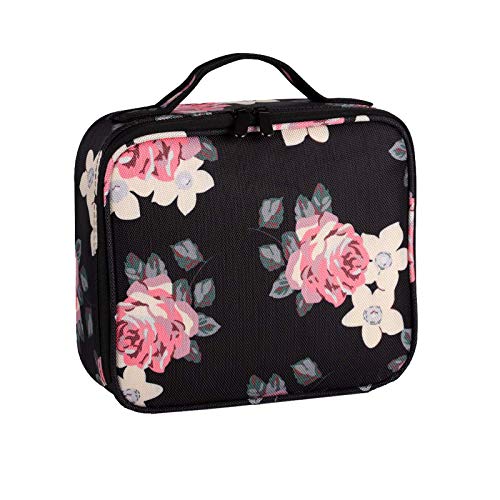 Kit de Maquillaje Neceser Make Up Bolso de Cosméticos Portable Organizador Maletín para Maquillaje Maleta de Makeup Profesional con Divisiones Extraíbles(Estilo de Flores)