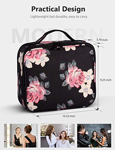 Kit de Maquillaje Neceser Make Up Bolso de Cosméticos Portable Organizador Maletín para Maquillaje Maleta de Makeup Profesional con Divisiones Extraíbles(Estilo de Flores)