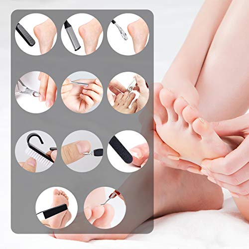 Kit de Pedicura, Lima de Pies- 20 en 1 Profesional Kit de Herramientas de Pedicura Conjunto de Pie de Acero Inoxidable Escofina de Pie Remover la Piel Muerta Para el Cuidado de los Pies en Hogar