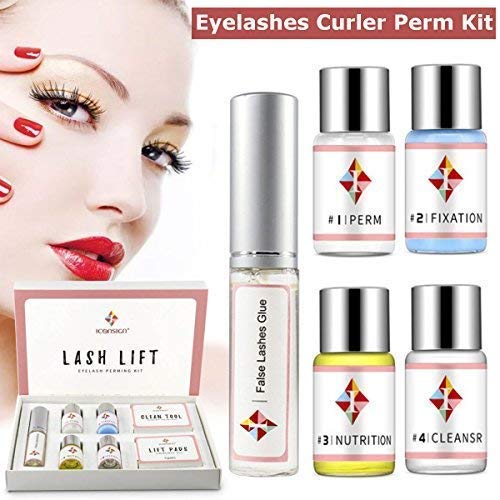 Kit de Permanente de Pestañas Luckyfine Eyelash Perm Liquid Eyelash Wave - Herramientas de Maquillaje Curling de Pestañas, Lash Lift Long Lasting Natural (Juego de 7 piezas)