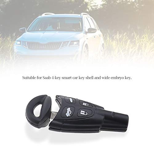 Kit de reparación para llaves de coche compatible con llave a distancia Saab 9-3, 9-5, 4 botones (hoja no cortada)