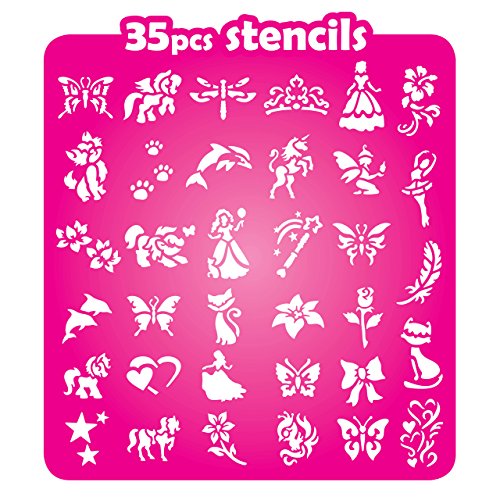 Kit de Tatuajes con Purpurina, Tatuajes temporales Tatuajes con Brillantina para Chicas con 35 Plantillas, Uso Seguro, duración de 8-18 días