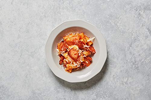 Kit receta "Pasta all'amatriciana", con Guanciale (bacon), rigatoni Pasta, Salsa de Tomate y Aceite de Oliva extra virgen, Salumi Pasini