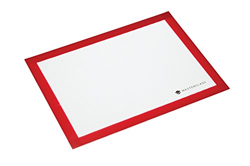 Kitchencraft Masterclass antiadherente bandeja de horno/pasteles Mat/horno lata maletero, 40 x 30 cm (16 "x 12"), silicona, rojo/blanco, 40 x 30 x 0,1 cm