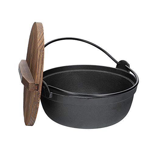 KitchenCraft World of Flavours - Olla japonesa con tapa de madera (hierro fundido, 1,5 L), color negro