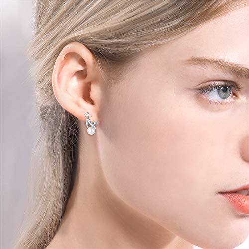 Kitty 3D Gato Pendientes Hipoalergénicos Clavos Asimétricos para Muchachas Gatos Sentados y Tendidos en Perla Pequeña Animal Cute Mono Regalo para Novia Hija Jovenes