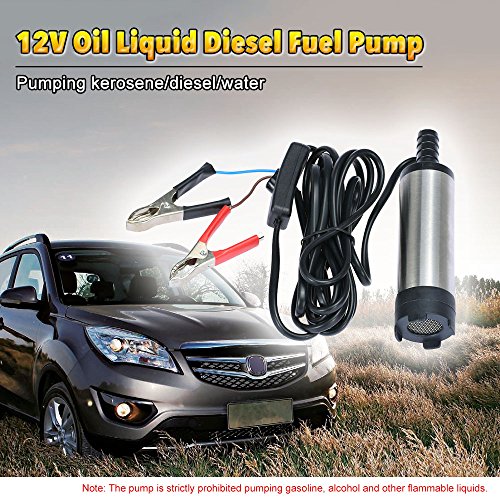 KKmoon Bomba de Combustible Diesel Transferencia de Líquido Aceite Agua 12V Fluido Repostar Plateado