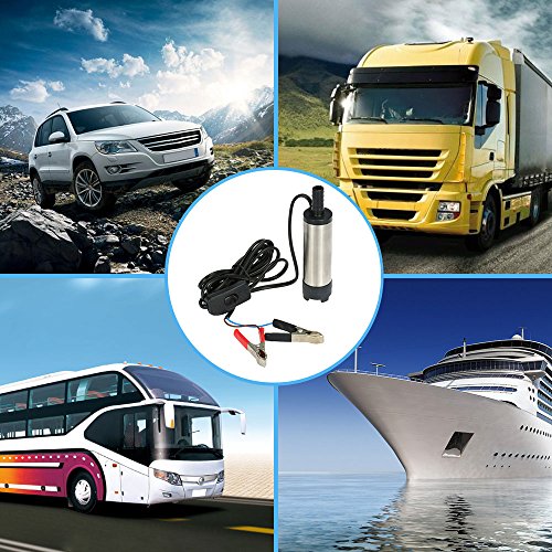 KKmoon Bomba de Combustible Diesel Transferencia de Líquido Aceite Agua 12V Fluido Repostar Plateado