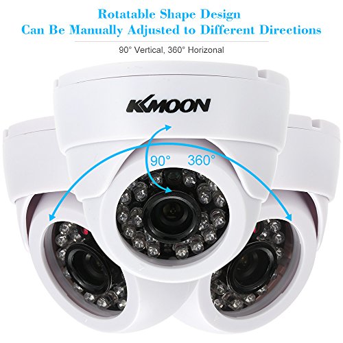 KKmoon HD 1200TVL Cámara de Vigilancia en Domo 1/3" CMOS IR-Cut CCTV Sistema de Seguridad Indoor Visión Nocturna PAL, Color Blanco/Negro