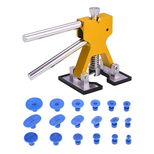 KKmoon Herramienta de Reparación de Abolladuras,Extractor de Abolladuras sin Pintura de Carrocería de Automóvil con 18 Pestanas(Oro)